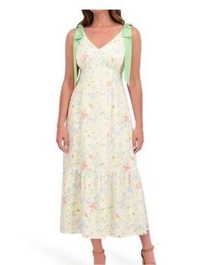 NWT Bridgerton Satin Like Bow Tie Shoulder Dress Large